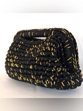 Black & Gold Woven Handbag - Designer Style